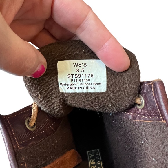 Women’s Sperry Brown Leather Upper Saltwater Duck Boots Size 8.5 - Picture 6 of 11